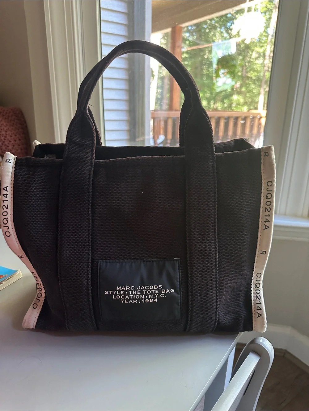 Marc Jacobs Black Canvas Tote with Cream Trim